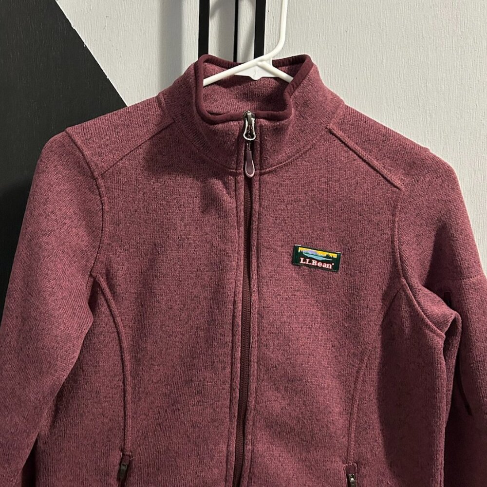 L.L. Bean Mauve/Gray Flecked Full Zip Sweater Fleece Jacket‎ Women's Size XS
